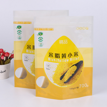 廠家印刷LOGO 米脂黃小米鋁箔站立袋 開窗食品級(jí)塑料自封包裝袋